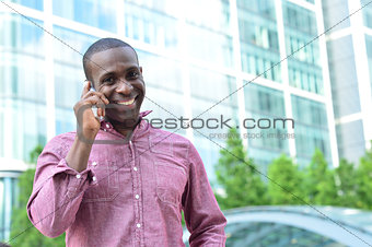 Casual male talking on mobile phone