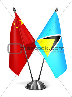 China and Saint Lucia - Miniature Flags.