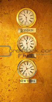 World clock at the reception wall