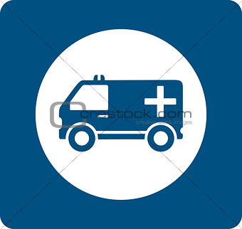 blue medicine ambulance icon