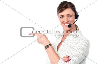 Attractive female customer support staff
