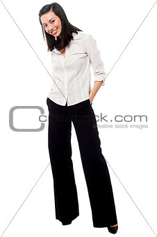 Casual asian businesswoman posing