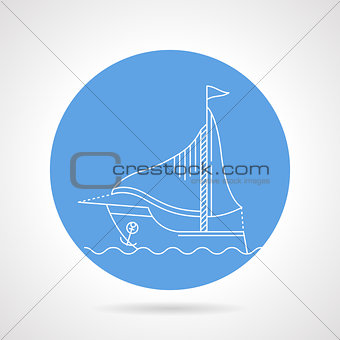 Round vector icon for sailboat