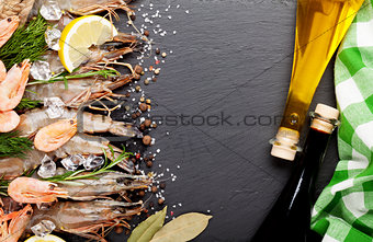 Fresh prawns with spices and condiments