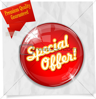 Vector red round Special Offer button