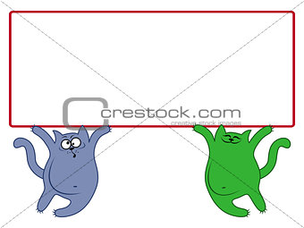 Amusing cats with large rectangular banner