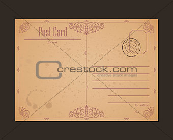 Vintage postcard and postage stamp. Design envelopes letter