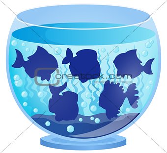 Aquarium with fish silhouettes 3