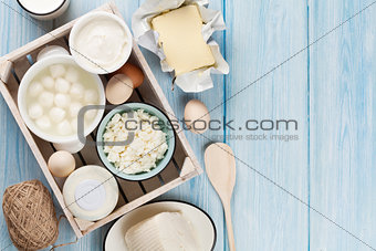 Dairy products. Sour cream, milk, cheese, egg, yogurt and butter
