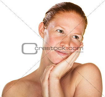 Daydreaming Woman with Bare Shoulders