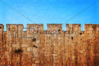 Defensive wall of the ancient holy Jerusalem