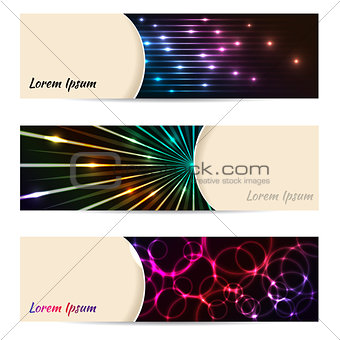 Cool banner set of 3 with bursting laser plasma 