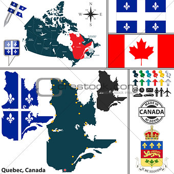 Map of Quebec, Canada