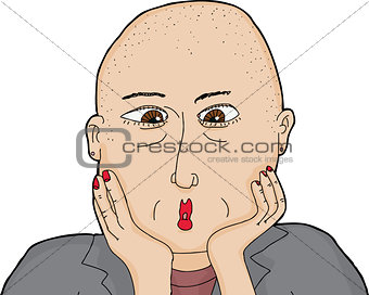 Surprised Bald Woman