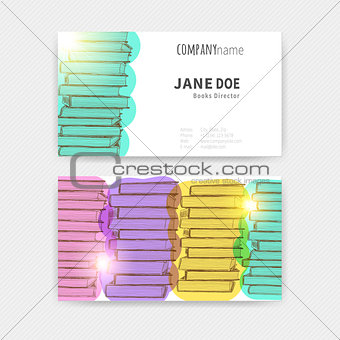 Business cards with colorful books texture
