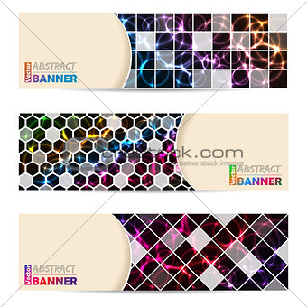 Cool banner set with abstract laser plasma background