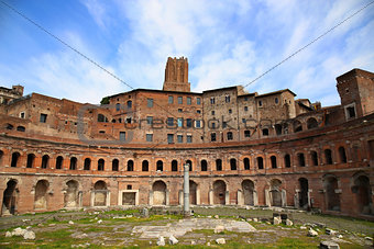 A panoramic view on Trajan's Market (Mercati Traianei) in Rome, 