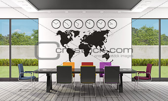 Black and white boardroom