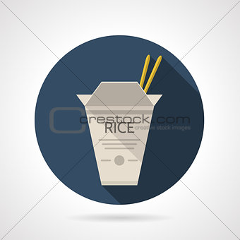 Rice box flat round vector icon