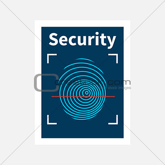 Fingerprint sign icon with red laser.