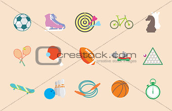 Set of vector sport icons in flat design