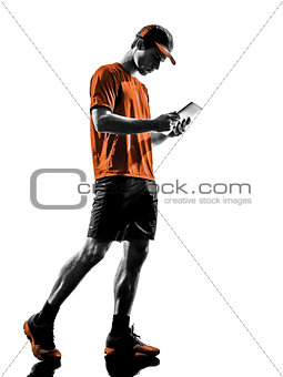 man runner jogger digital tablets ipad silhouette