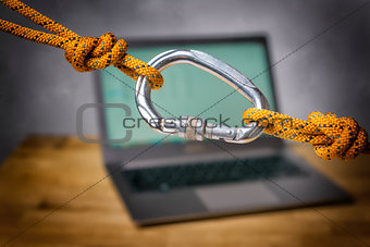 carabiner with laptop