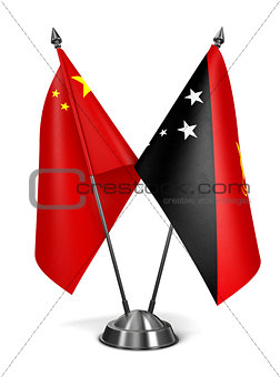 China and Papua New Guinea - Miniature Flags.
