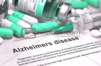 Diagnosis - Alzheimers Disease. Medical Concept with Blurred Background.