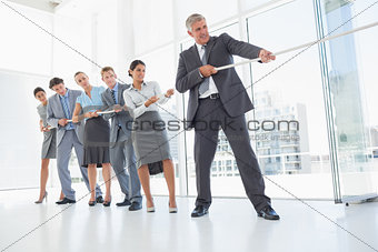 Business team pulling the rope
