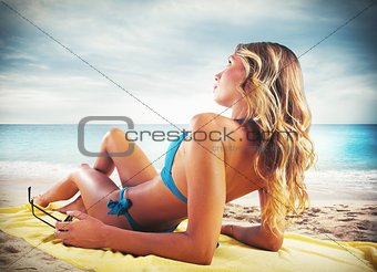 Sunbathing on the beach