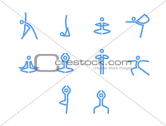 Yoga icons, mono vector symbols