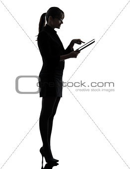 business woman computer computing  typing digital tablet silhouette