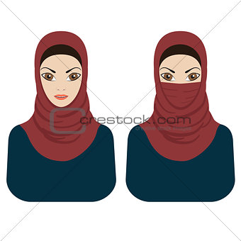 Muslim women in hijab and paranja.
