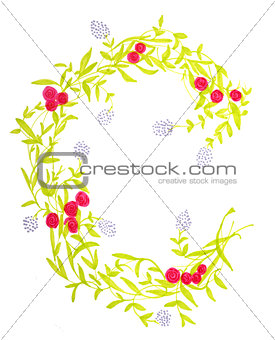 Decorative Floral illustration of letter C