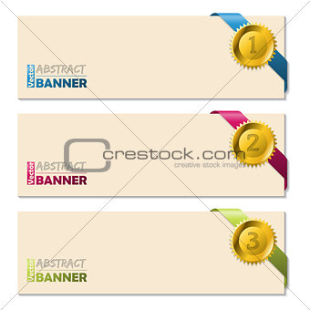 Banners with gold pendent and ribbons