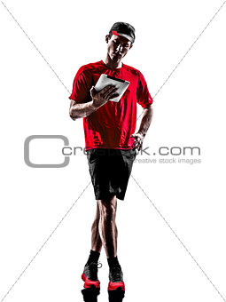 man runner jogger digital tablets ipad silhouette