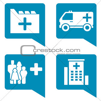 medical blue icon set