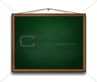 Green chalkboard in wooden frame.