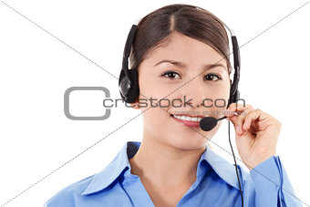 Female call center operator