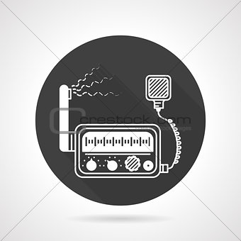 VHF radio black round vector icon