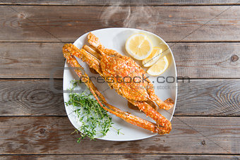 Hot and spicy sauce blue crab