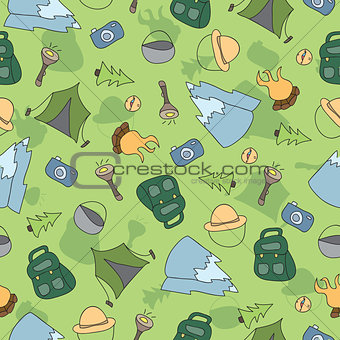 Vector seamless pattern of Camping Elements