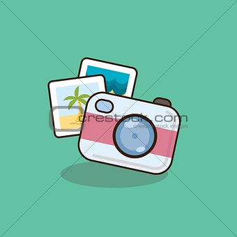 Flat style camera vector icon illustration.