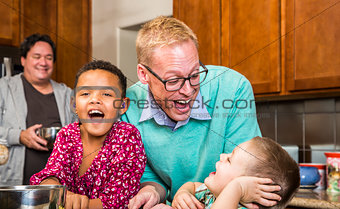 Family with Two Gay Men Laughing