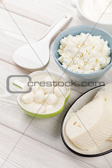 Dairy products. Sour cream, milk and cheese