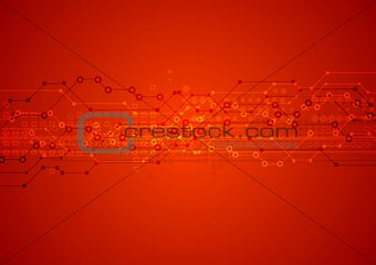 Red bright vector technical background