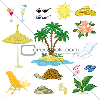 Exotic Set, Palm, Flowers and Beach Objects