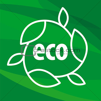 eco vector logo in the shape of the leaves on a green background