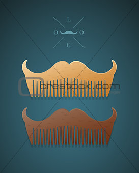 Vector illustration of stylish comb in shape of mustaches 